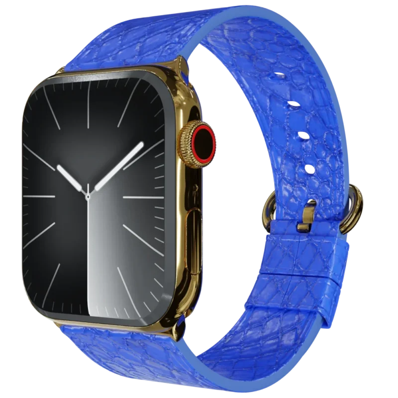Gold Apple Watch 10 with Blue Python Strap